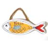 [R6570] - Yellow 'Fish' Wooden Door Plaque (bath) - 120x45mm