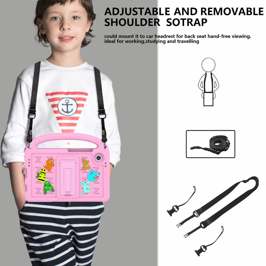 Чехол для Samsung Galaxy Tab A9, мультяшный дизайн, подставка, чехол для планшета из ЭВА+ПК с ремешком