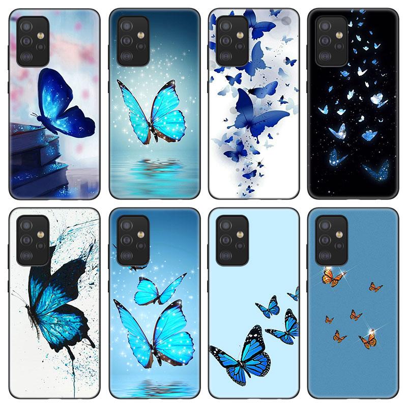 Чехол для телефона с синей бабочкой из мультфильма для iPhone Samsung Galaxy Redmi Xiaomi Oppo OnePlus Note SA 7 8 9 10 11 12 13 14 20 21 22 23 53 54 Pro Max Ultra