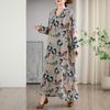 DIMANAF 2025 Женское длинное платье больших размеров на весну Свободное платье с цветочным принтом Базовое повседневное макси-платье для праздника Винтаж