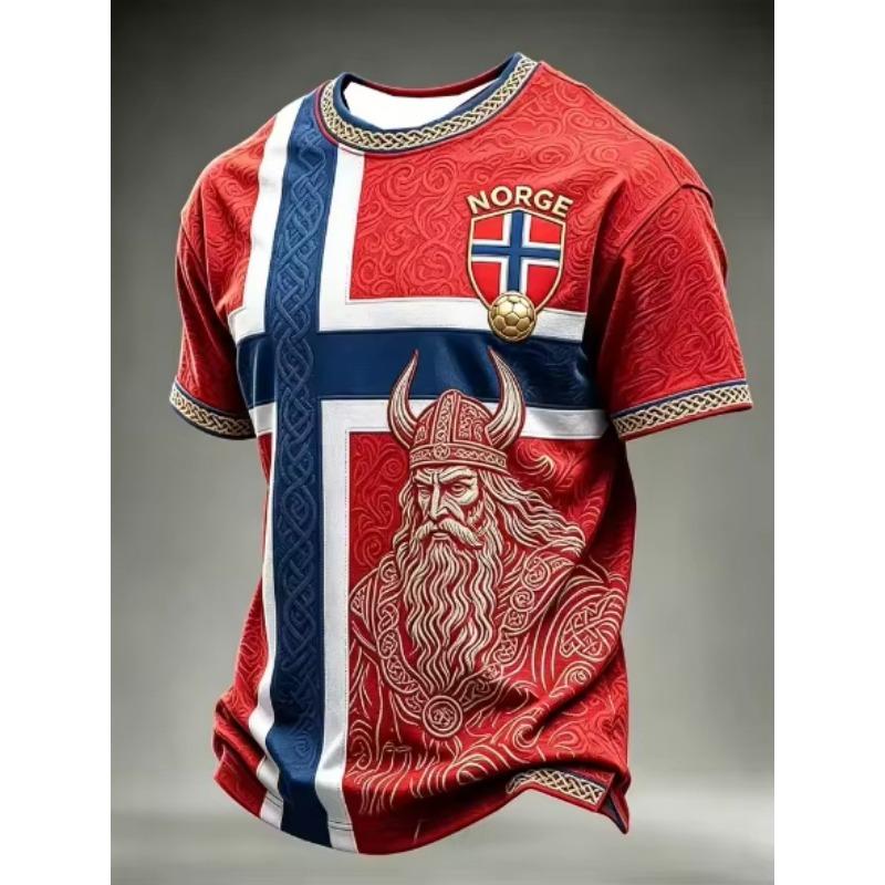 Trending Hot Sale Norway Style 3D print Athletic T-shirt Soft Breathable Quick Dry Fan Shirt Casual Outdoor Sportswear vintage