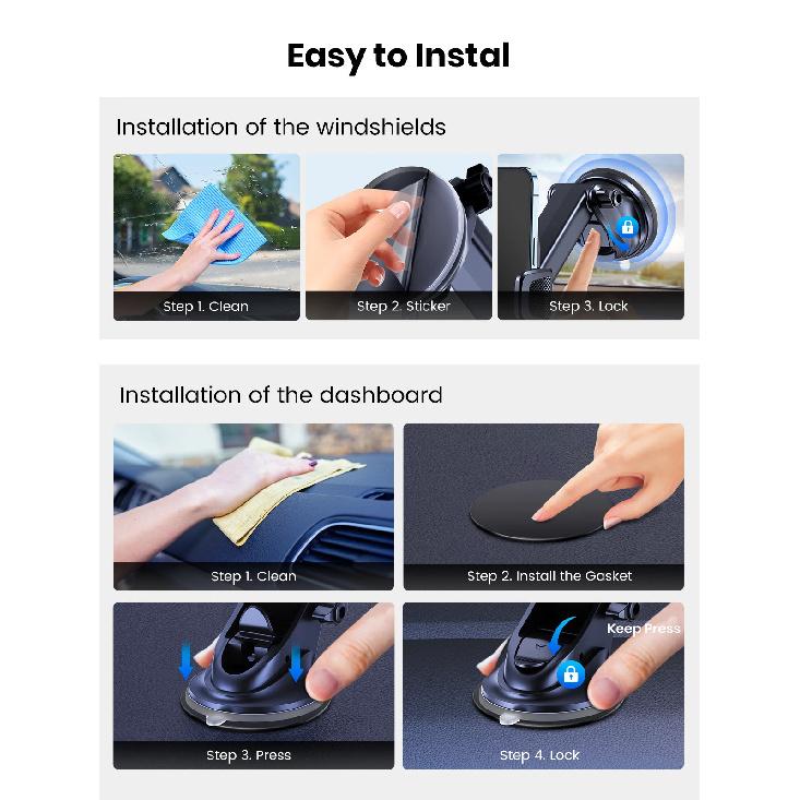 TOPK Car Phone Holder Mount for IPhone[Powerful Suction] Phone Mount for Car Dashboard Car Accessories Automobile for Smartphone