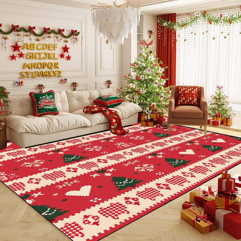 Christmas Tree Decor Rug Large Living Room Decoration Home Carpet Cartoon Children's Bedroom Mat Non-slip Lounge Rug Customized