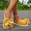 Модные женские шлепанцы с открытым носком, плоские, богемные, с бантом, пляжные сандалии, уличные сандалии для женщин, большой размер 37 42 Chaussures Femme