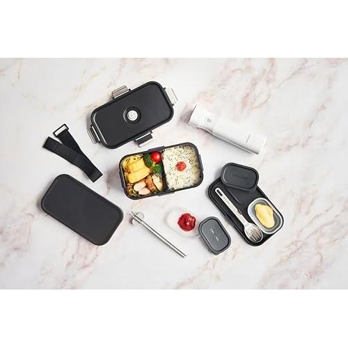 ZWILLING "Fresh & Save Vacuum Lunch Box Black" Bento Box with Cutlery and Sauce Container Airtight Storage Container [Authorized Japanese Product]