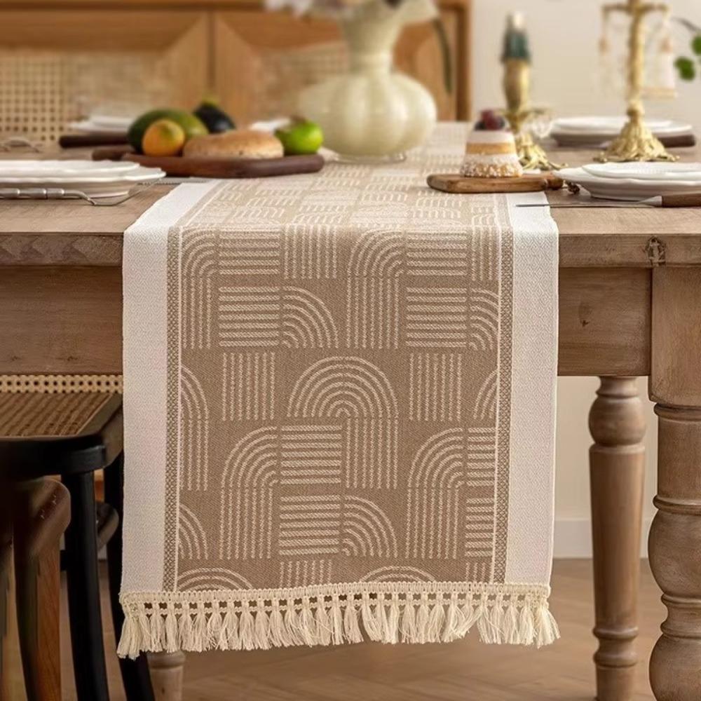 Home Decor Nordic Style Table Runner with Tassel Waterproof Table Cloth Polyester Washable Table Cover Festival