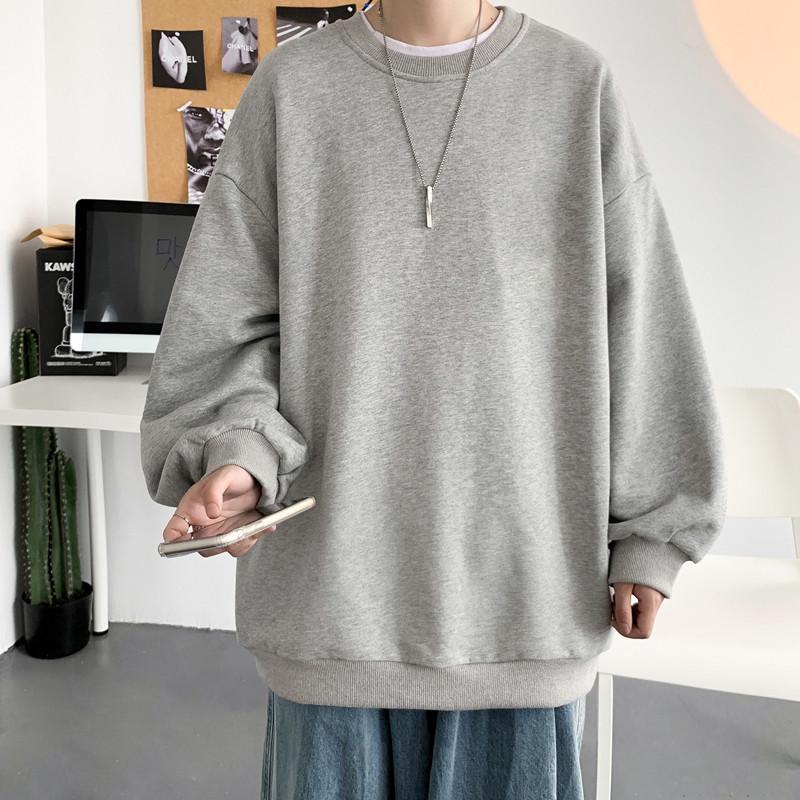 Мужская осенняя модная свободная толстовка в гонконгском стиле с круглым вырезом