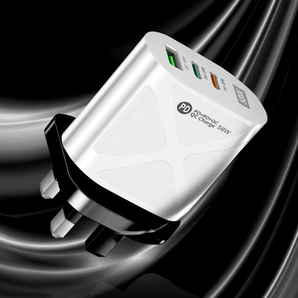 58W Dual Fast Charger with 2PD + QC3.0 for EU/US/UK/AU Plugs