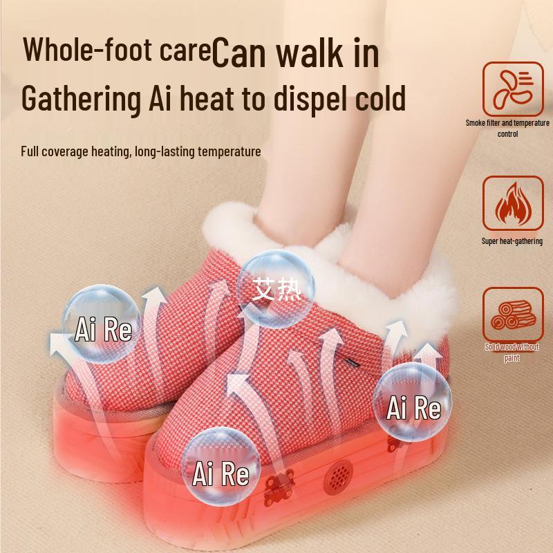 Ботинки для акупунктурного прижигания стоп из массива дерева - Обувь с подогревом для тепла и комфорта.