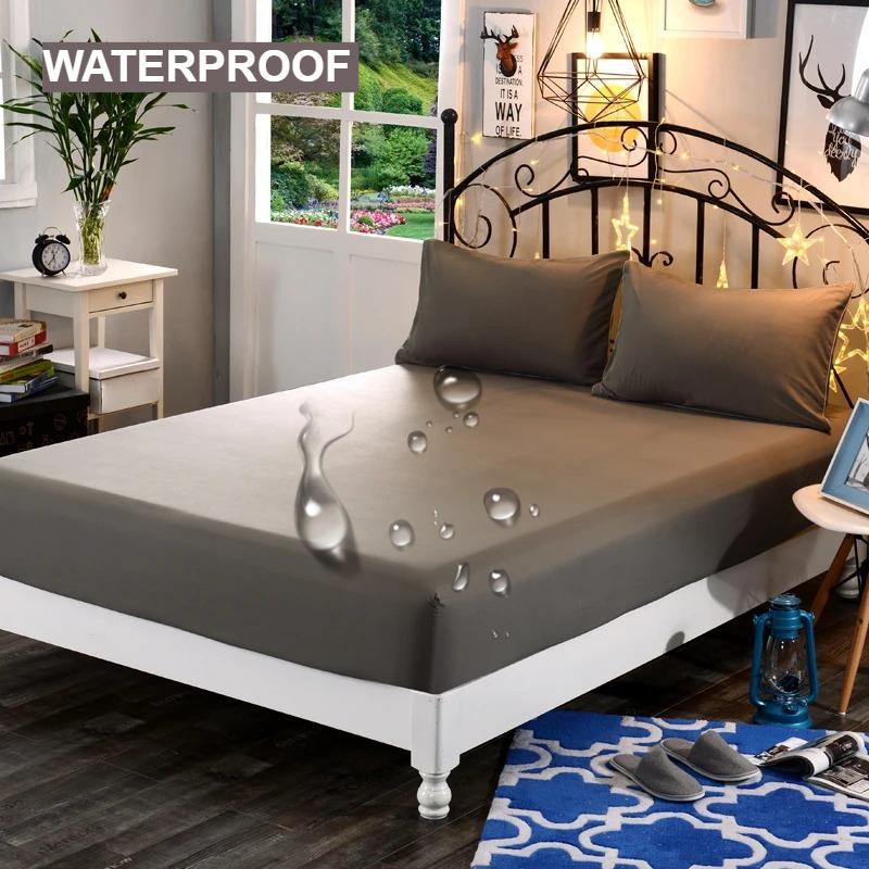 1 шт. Водонепроницаемая простыня на резинке из высококачественной реактивно окрашенной плотной ткани, эластичная, доступна в различных размерах, мягкая простыня, пишите, серый, черный, 120/140/160
