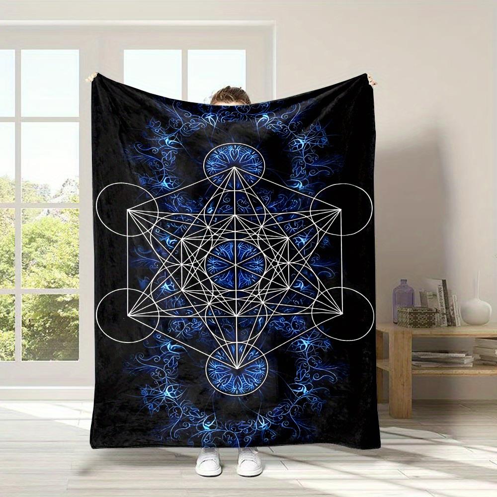 Magic Cube Geometric Pattern Flannel printed blanket suitable for all seasons suitable for living room office sofa and travel