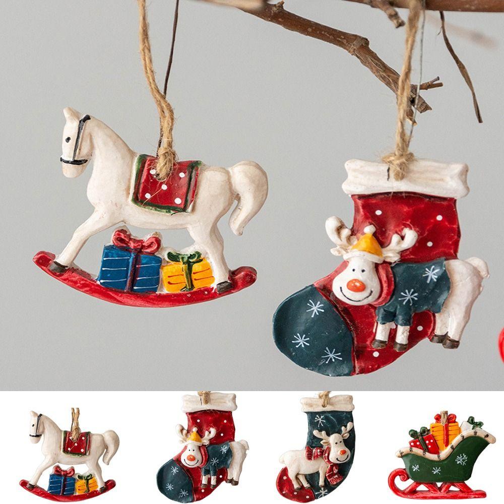 Рождественская елка с узором оленей, подвески, рождественские украшения из смолы, рождественские украшения