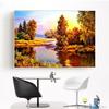 5d Diy Full Round Drill Diamond Painting Cross Stitch Lakeside Cottage Sunset Embroidery Landscape