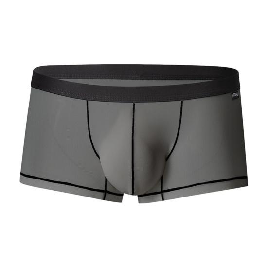 Мужское нижнее белье-боксеры, летние лоскутные цветные U-выпуклые тонкие трусы-боксеры из ледяного шелка, сексуальные полупрозрачные трусики без следов