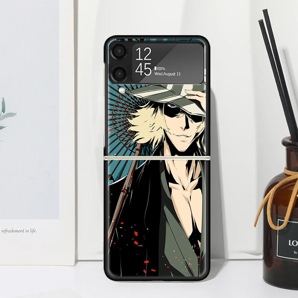 Bleach Kisuke Urahara Phone Case Cover for Samsung Galaxy Z Flip 7 6 5 4 3 5G Flip3 Flip4 Flip5 ZFlip6 ZFlip7 Black Fundas Clear