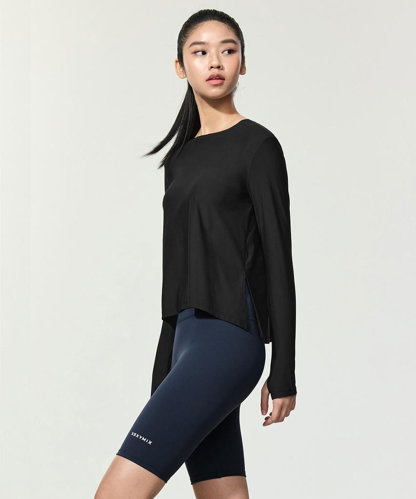 XEXYMIX Cooling Tricot Boat Neck Long Sleeve Black Xfk2Tl1002