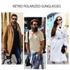 Поляризованные квадратные очки в стиле ретро-клуба, ультралегкие, UV400, спортивный футляр для очков для вождения, в комплекте [LumiSyne] Мужские солнцезащитные очки, полуободковые, с вырезом,