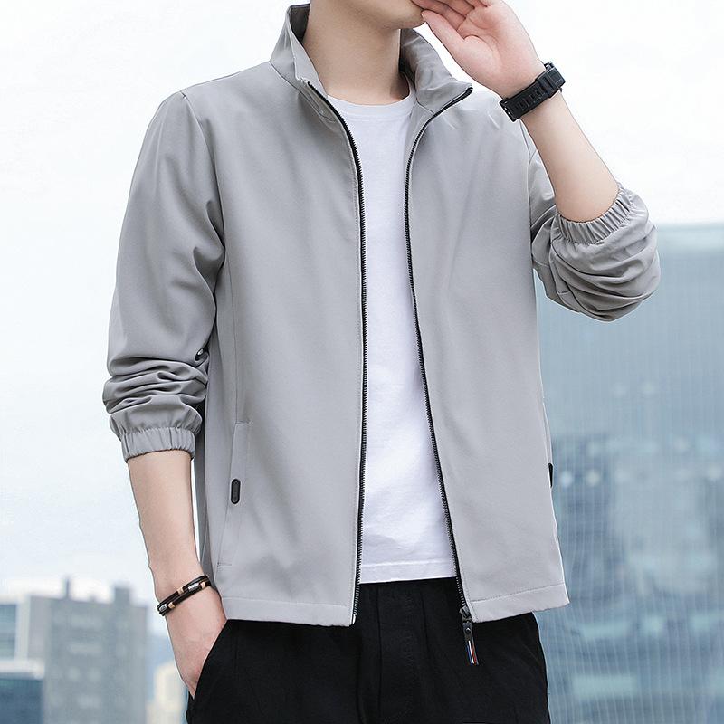 Повседневная мужская куртка весна-осень универсальная простая мужская бейсбольная куртка с воротником-стойкой однотонная