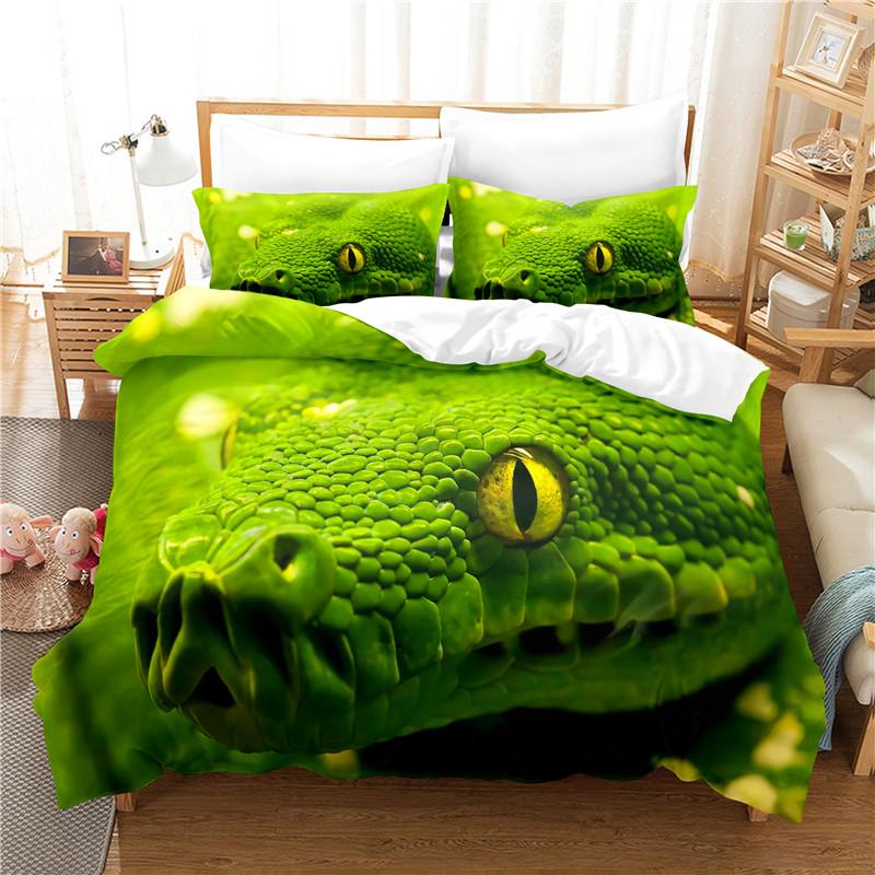 Комплект постельного белья Green Snake, комплект пододеяльников, комплект постельного белья с 3D-печатью, комплект постельного белья размера Queen, модный дизайн