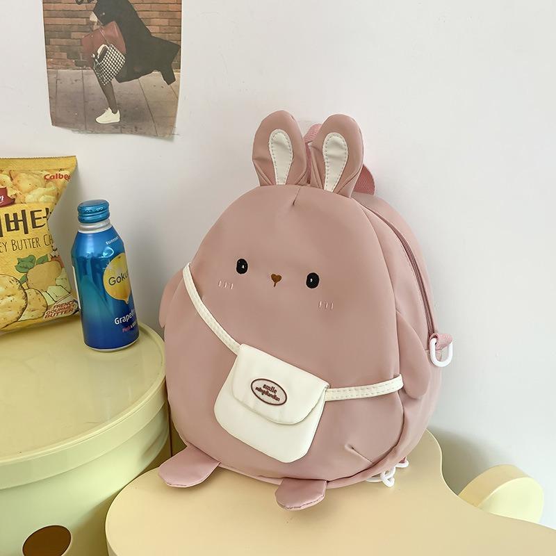 Cute Rabbit Backpack Women's Large Capacity Cartoon Funny Canvas Crossbody Bag Soft Girl Student School Bag