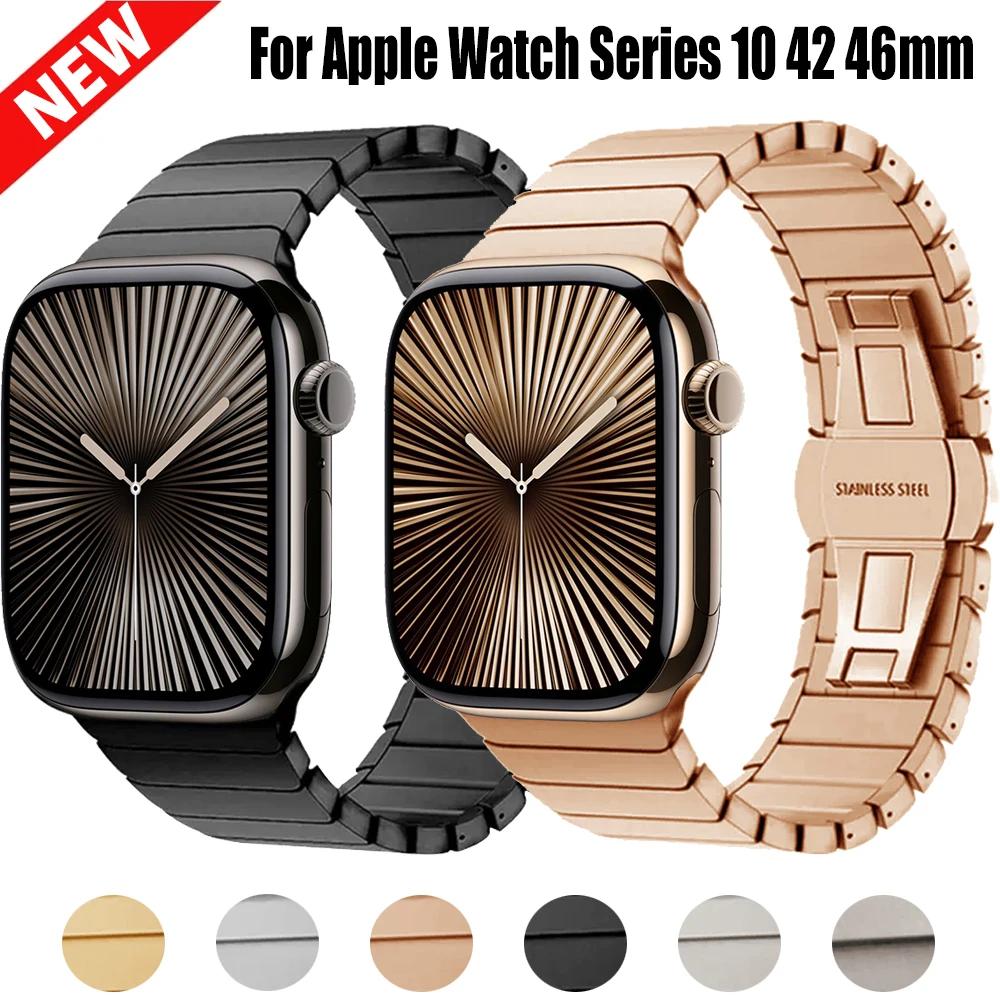 Нержавеющая сталь Ремешок Для Apple Watch 10 46 42мм Металлический Бизнес Браслет Для Iwatch 10 Ultra 49мм 44/45 38/40мм Ремешок Аксессуары