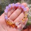 Lavender amethyst, white crystal, original design large particle single circle bracelet bracelet.