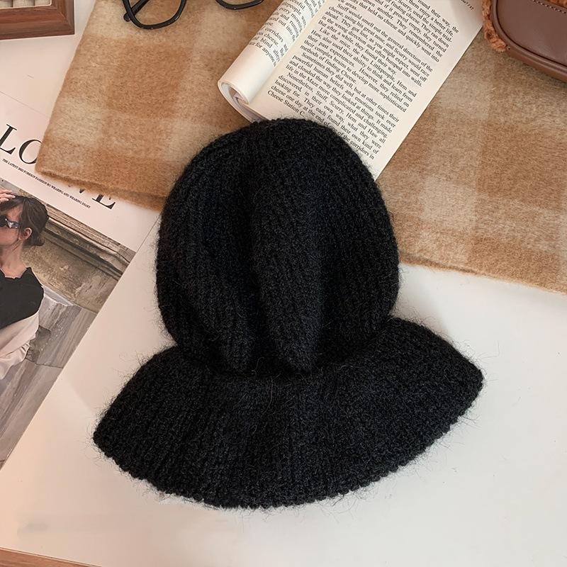 Wool blend mixed color lengthened plush feeling large version thickened stacking hat women's cold hat head hat small face wool hat