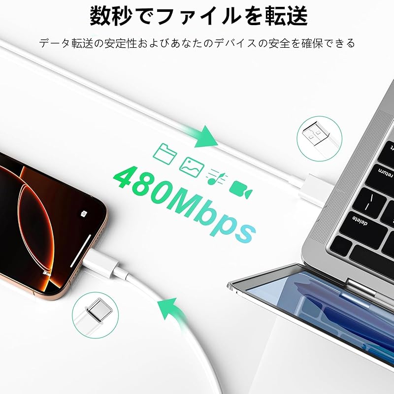 USB C Cable iPhone16 iPhone15 3A Fast Charging C-A Charging Cable 2M Set of 2 Type C Ultra Durable High Speed Data Synchronization iPhone Code 16 / 15