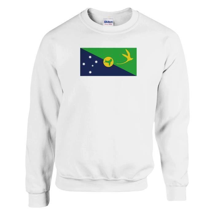 Sweat-shirt - PIXELFORMA - Drapeau de l'île Christmas - Manches longues - Blanc - Mixte