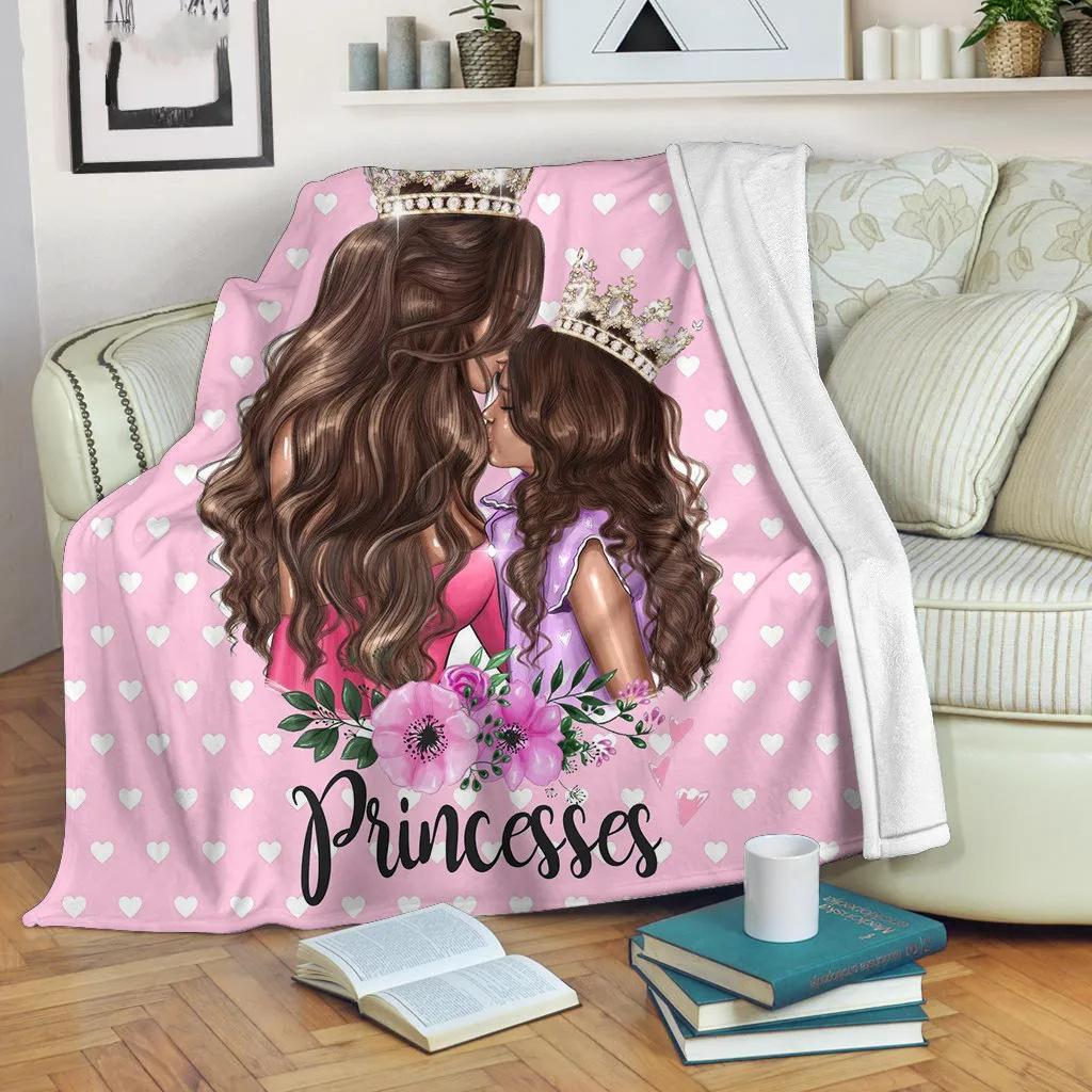 Cartoon mother and daughter blanket winter soft flannel warm blanket sofa bedroom blanket direct supply