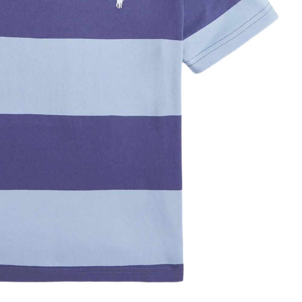Polo Ralph Lauren Полосатая футболка с коротким рукавом и круглым вырезом Детские топы Светло-голубой 323971158-001