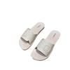New Women's Solid Color Buckle Slippers, Personalized Fashion One-character Flat-bottomed Slippers Outdoor Play Beach Slippers
