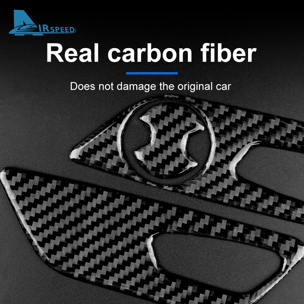 Real Soft Carbon Fiber for Ford Mustang Accessories 2015 2016 2017 2018 2019 2020 2021 2022 Sticker Seat Button Sticker
