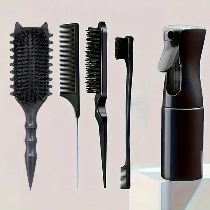 Набор расчесок для распутывания 1/5 шт. Curl Candy Bursh Изогнутая расческа с крысиным хвостом Кисть для контроля краев Пульверизатор Массажные инструменты для укладки волос