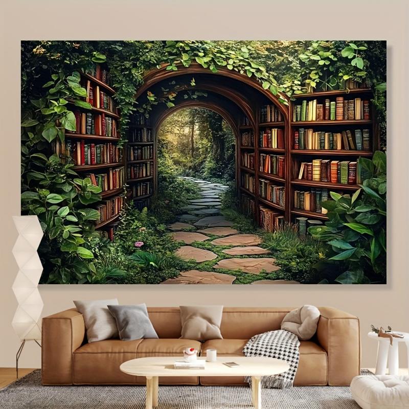 VIKAMA Vine Arch Library Tapestry Study Desk Decor Backdrop Bedroom Headboard Wall Cloth Dorm Renovation Hanging Home Decoration