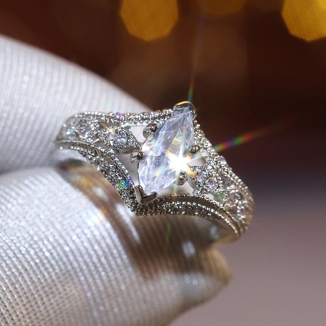 Новый Кристалл Маркиза Циркон Элегантное Женское Свадебное Кольцо Для Помолвки Серебристый Цвет Женский Модный Ювелирный Подарок