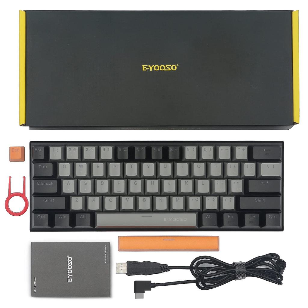 Mechanical Keyboard 61 Keys Gaming Keyboard with Red Axis Yellow LED Backlight Small Compact Keyboard USB Wired English Layout Compatible with Gaming