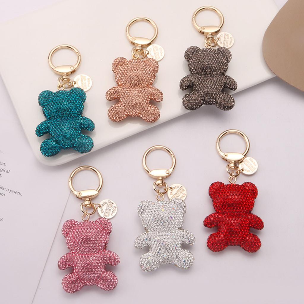 Брелок-подвеска в виде медведя со стразами, брелок для ключей автомобиля, подвесное украшение, мультяшный медведь, подвески для телефона, для украшения сумок и кошельков
