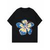 Women's Loose Fit T-Shirt Black Color Hibiscus Flower Print Casual Summer Wear