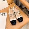 Shoes Women's 2025 Spring New Pearl Single Shoes Retro Small Fragrant Mary Jane Shoes Thick Heel Medium Heel Small Leather Shoes