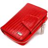 Textured Women's Vertical Purse with a Zipper Coin Holder Made of Genuine Leather with Embossing CANPELLINI 21731 Red