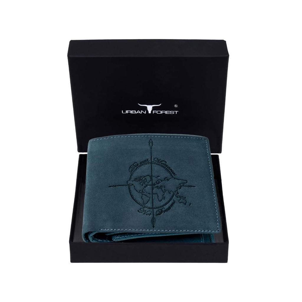 Кожаный кошелек Atlas Vintage Blue World Map для мужчин