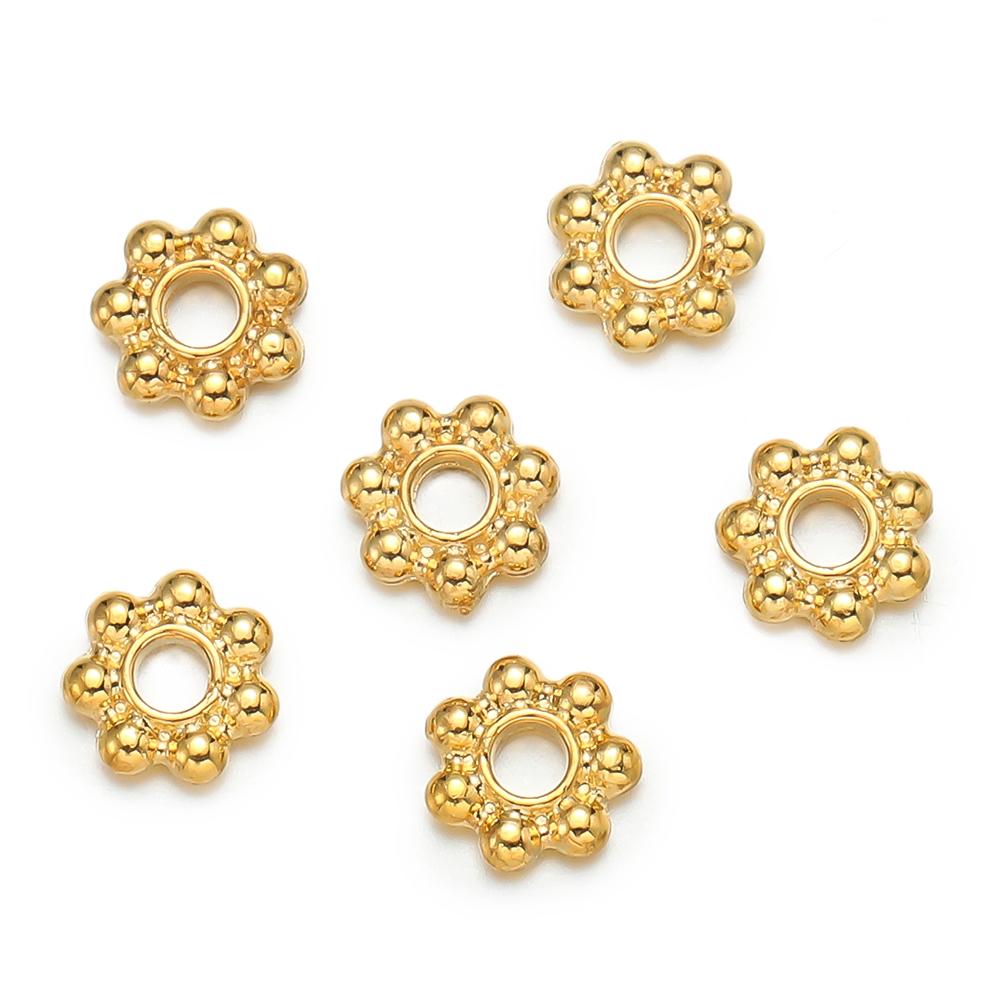 100/200pcs 6mm Alloy Flower Spacer Beads Daisy Metal Jewelry Spacers for Bracelet Necklace Jewelry Making Accessories