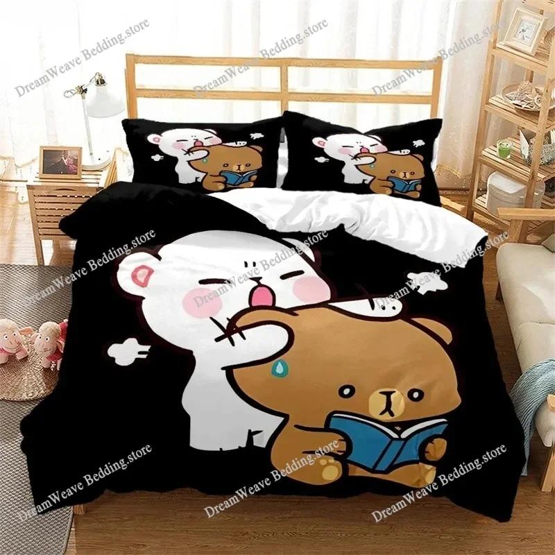 Домашний текстиль Мультфильмы Bubu Dudu Пододеяльник Наволочка Мальчик Девочка Полиэстер Комплект постельного белья Размер King Queen Twin Роскошный Подарок963