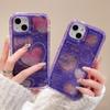Luck Purple Love Heart Shining Case For Iphone 14 Pro Max 13 11 12 14 Plus Soft Air Bag Phone Cover Capa