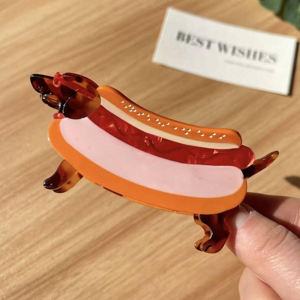 Acetic Acid Sausage Dog Hair Clip Animals Cartoon Hairpin Sweet Dachshund Hair Claw Travel