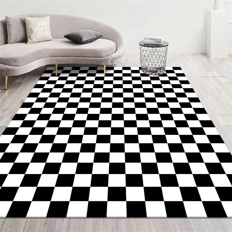 Модный ретро ковер в клетку для гостиной, спальни, прикроватный, нескользящий, мягкий коврик, домашний, моющийся, плюшевый ковер, настраиваемый