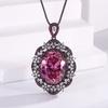 Jewelry Copper Bottom Gold-Plated Simulation Red Corundum Blue Spinel Black Gold Personalized Pendant 15 * 20