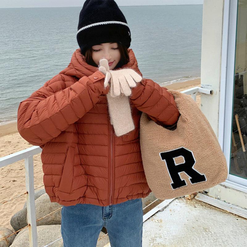 Lightweight Hooded Short Down Jacket 2025 Women'S New Winter Loose Large Size White Duck Down