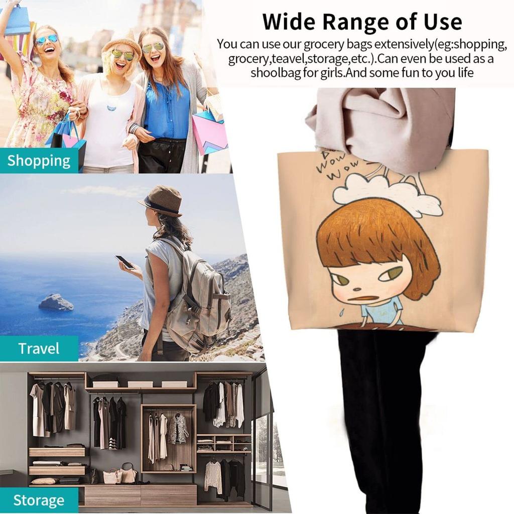 Сумка-тоут Nara Yoshitomo Eco через плечо Большая вместительная сумка для покупок Водонепроницаемая